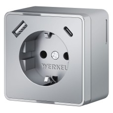 Розетка с заземлением и со шторками и USB Werkel Gallant (серебряный) W5071706