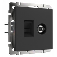 ТВ-розетка и розетка Ethernet RJ-45 без рамки Werkel черный матовый W1181308
