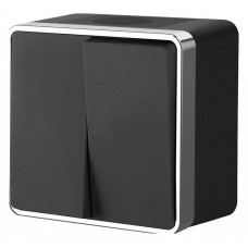 Выключатель двухклавишный влагозащищенный Werkel Gallant (черный/хром) W5020235