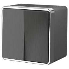 Выключатель двухклавишный влагозащищенный Werkel Gallant (графит рифленый) W5020204