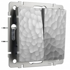 Выключатель проходной двухклавишный без рамки Werkel Hammer серебряный W1222006
