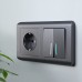Выключатель проходной двухклавишный с подсветкой без рамки Werkel графит рифленый W1122104