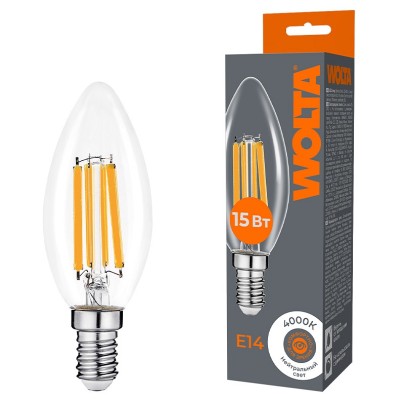 Лампа светодиодная Wolta  E14 15Вт 4000K WF-C35-15W4KE14