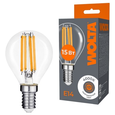 Лампа светодиодная Wolta  E14 15Вт 4000K WF-G45-15W4KE14