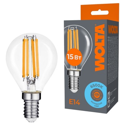 Лампа светодиодная Wolta  E14 15Вт 6500K WF-G45-15W6KE14