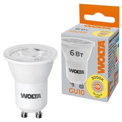 Лампа светодиодная Wolta  GU10 6Вт 3000K WSTD-JCDR-MR11-6W3KGU10-L