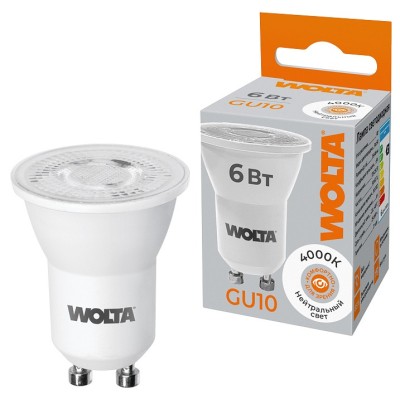 Лампа светодиодная Wolta  GU10 6Вт 4000K WSTD-JCDR-MR11-6W4KGU10-L