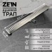 Трап ZEIN engr, c флaнцeм свободного вращ 360°, 7*80 см, d=40/50 мм, нерж сталь, сатин