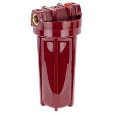 Корпус фильтра, SL10, ВР 3/4", для горячей воды, красный корпус, АкваБрайт (АБФ-ГОР-34)