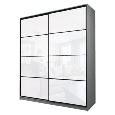 Шкаф-купе Max-МШ-23-6-20/2-22, 2000×600×2300 мм, цвет серый шагрень / стекло белое