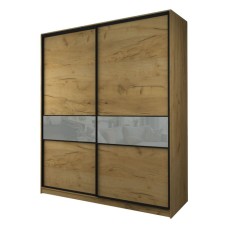 Шкаф-купе Max-МШ-23-6-20/2-99, 2000×600×2300 мм, дуб крафт золотой / стекло светло-серое