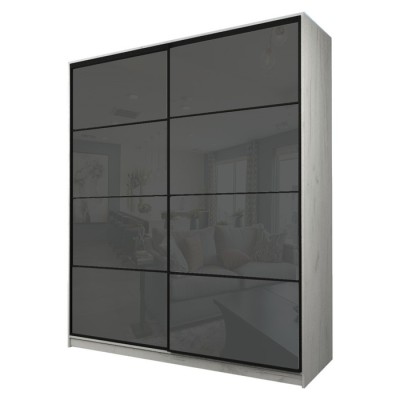 Шкаф-купе Max-МШ-23-6-22/2-22, 2200×600×2300 мм, дуб крафт белый / стекло тёмно-серое