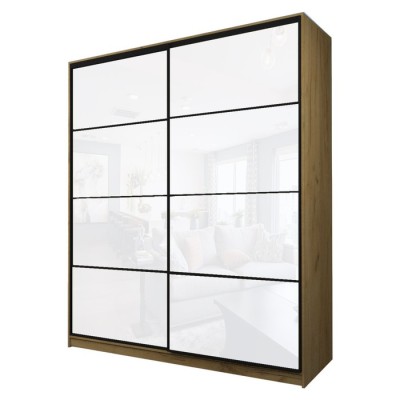 Шкаф-купе Max-МШ-23-6-22/2-22, 2200×600×2300 мм, цвет дуб крафт золотой / стекло белое