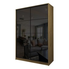 Шкаф-купе Max-МШ-23-6-22/2-22, 2200×600×2300 мм, цвет дуб крафт золотой / стекло чёрное