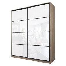 Шкаф-купе Max-МШ-23-6-22/2-22, 2200×600×2300 мм, цвет дуб сонома / стекло белое
