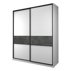 Шкаф-купе Max-МШ-23-6-22/2-99, 2200×600×2300 мм, цвет белый шагрень / стекло тёмно-серое