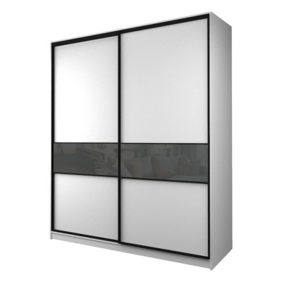 Шкаф-купе Max-МШ-23-6-22/2-99, 2200×600×2300 мм, цвет белый шагрень / стекло тёмно-серое