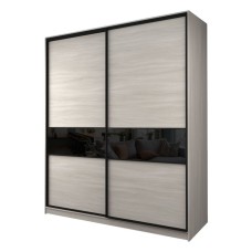 Шкаф-купе Max-МШ-23-6-22/2-99, 2200×600×2300 мм, цвет ясень шимо светлый / стекло чёрное