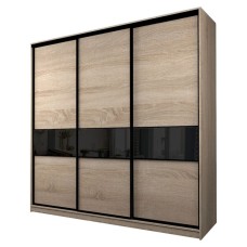 Шкаф-купе Max-МШ-23-6-24-999, 2400×600×2300 мм, цвет дуб сонома / стекло чёрное