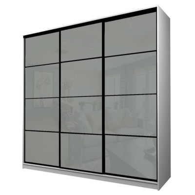 Шкаф-купе Max-МШ-23-6-24/2-222, 2400×600×2300 мм, белый шагрень / стекло светло-серое