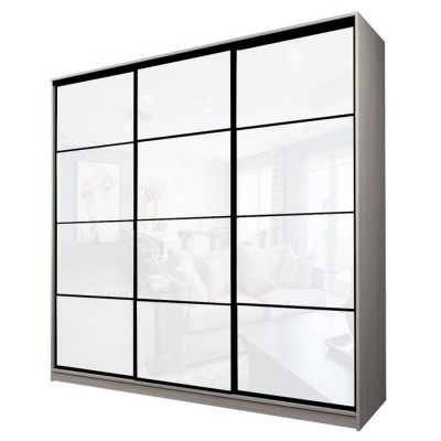 Шкаф-купе Max-МШ-23-6-24/2-222, 2400×600×2300 мм, цвет ясень шимо светлый / стекло белое