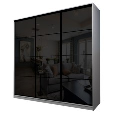 Шкаф-купе Max-МШ-23-6-27-222, 2666×600×2300 мм, цвет ясень анкор светлый / стекло чёрное