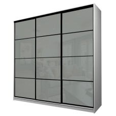 Шкаф-купе Max-МШ-23-6-27/2-222, 2666×600×2300 мм, белый шагрень / стекло светло-серое