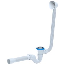 Сифон для ванны "АНИ" с гибкой трубой 1 1/2х40/50, нержавеющий выпуск кнопка (EC155) (Россия)