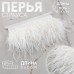 Тесьма с перьями страуса, 8-10 см, 5±0.5 м, белая