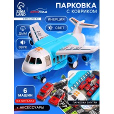 Парковка детская «Пожарный патруль», самолёт, 6 машин, свет, звук, дым