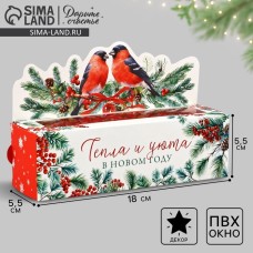 Коробочка для макарун «Снегири», 18 х 5.5 х 5.5 см