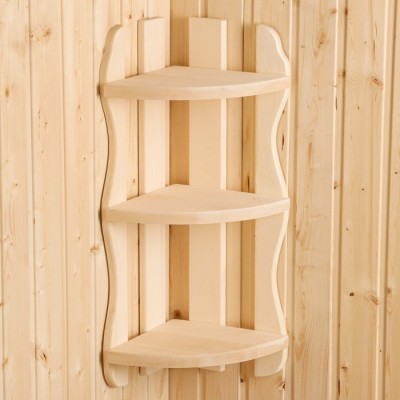 Полка угловая фигурная 3 яруса 26×65×26см, липа 
