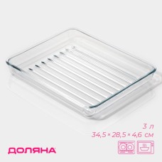 Форма для запекания и выпечки из жаропрочного стекла прямоугольная Доляна, 3 л, 34,5×28,5×4,6 см