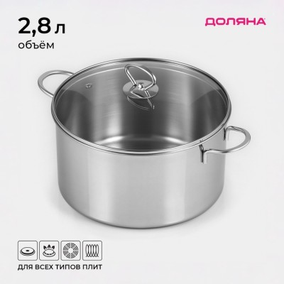 Кастрюля Доляна «Грейт», 2.8 л, индукция, нержавеющая сталь