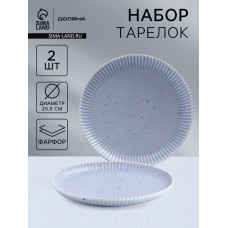 Тарелки Доляна «Коралл», d=25,9 см, набор 2 шт, фарфор, голубые