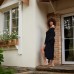 Халат вафельный женский удлинённый Экономь и Я размер 50-52, цвет чёрный, 100% хлопок, 200г/м2