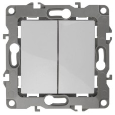 Выключатель двухклавишный ЭРА 12 10AX 250V 12-1104-01 Б0014645