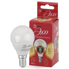Лампа светодиодная Эра E14 8W 2700K ECO LED P45-8W-827-E14 Б0030022