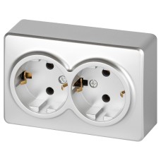 Розетка двойная с заземлением Эра 11-2205-03 Б0063046