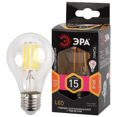 Лампа светодиодная Эра E27 15W 2700K F-LED A60-15W-827-E27 Б0046981