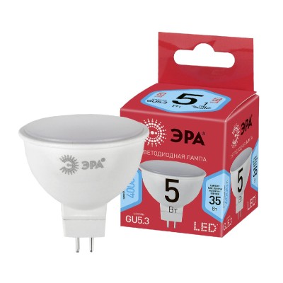 Лампа светодиодная Эра GU5.3 5W 4000K ECO LED MR16-5W-840-GU5.3 Б0019061