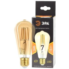 Лампа светодиодная Эра E27 7W 2400K F-LED ST64-7W-824-E27 gold Б0047664