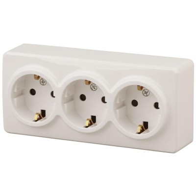 Розетка ЭРА Эксперт 3х2P E Schuko 16A 250V 11-2208-02 Б0020701