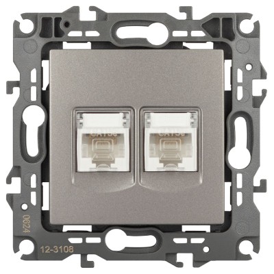 Розетка компьютерная двойная RJ45 Эра 12-3108-16 Б0065665