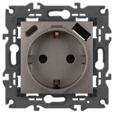 Розетка со шторками с USB type-A+C Эра Elegance 14-4108-16 Б0067695