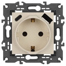 Розетка со шторками с USB type-A+C Эра Elegance 14-4108-02 Б0067725