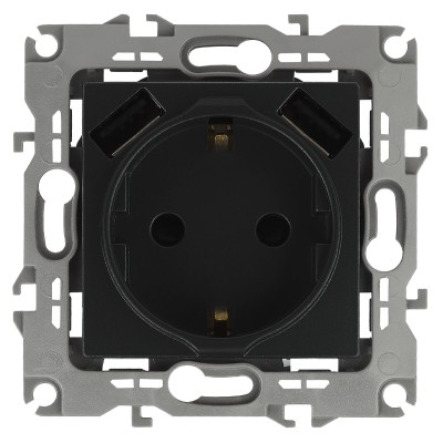 Розетка 2P+E со шторками и 2xUSB Эра 12-4109-05 Б0047844