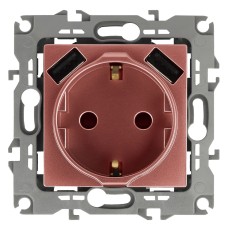 Розетка 2P+E со шторками и 2xUSB Эра 12-4109-14 Б0047848