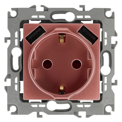 Розетка 2P+E со шторками и 2xUSB Эра 12-4109-14 Б0047848