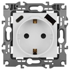 Розетка со шторками с USB type-A+C Эра 12-4108-01 Б0067752